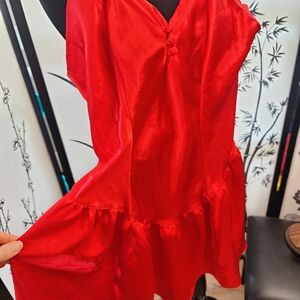 Elegant Red Satin Chemise